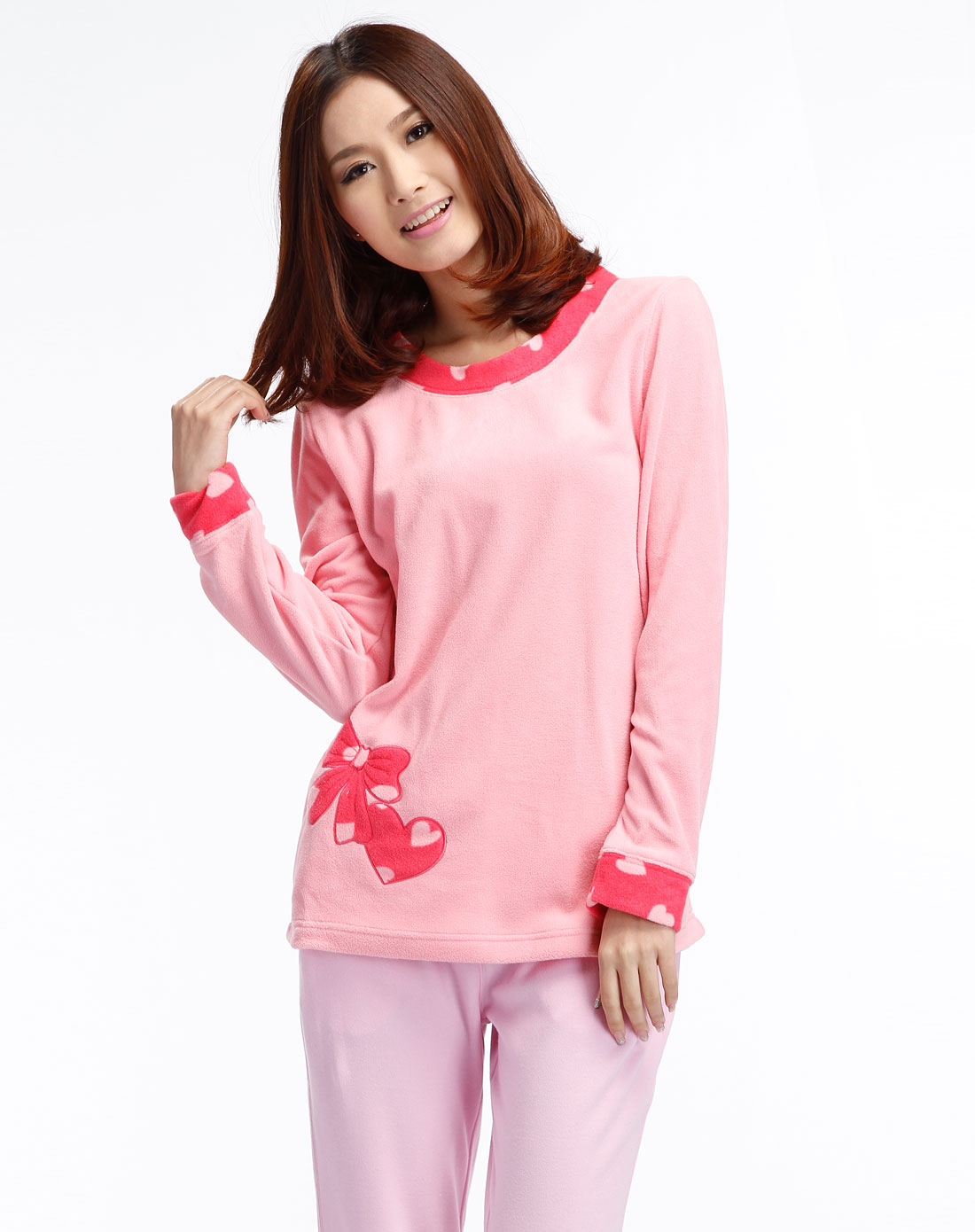 美特斯邦威<em>女装</em>粉红色长袖家居服