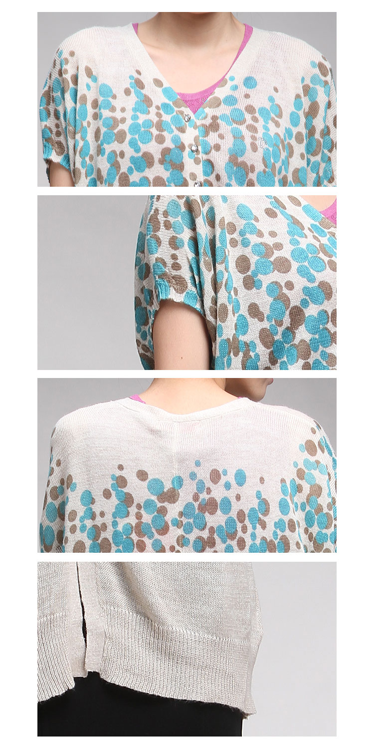 皮尔·卡丹pierre cardin-<em>米色</em>圆点时尚<em>短袖针织</em>