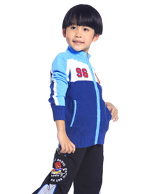 浅蓝色儿童三色拼拉链运动线衫A831HB9151246