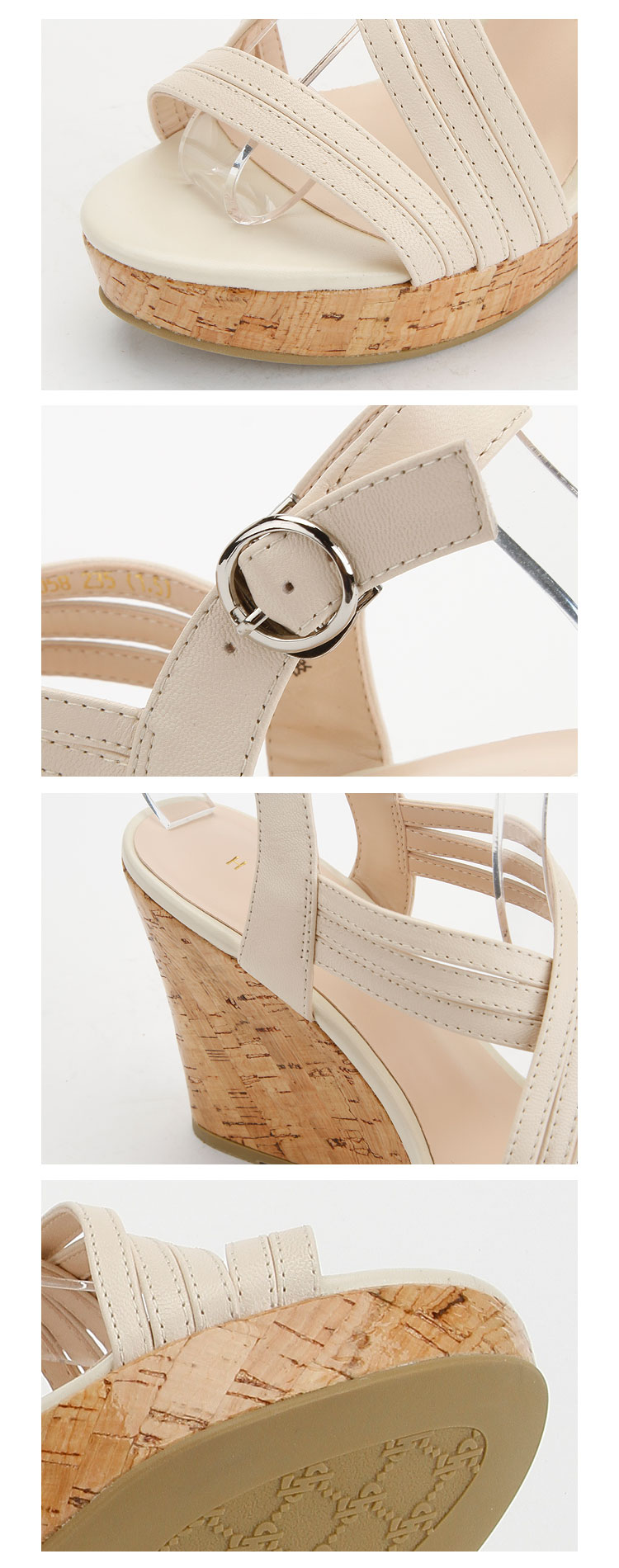 哈森HARSON女鞋专场女款米白色时尚高跟鞋