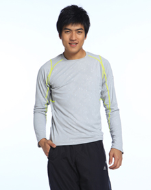 男款浅灰色365Sig L/S Tee训练系列长袖T恤E17975