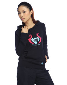 女款黑色Valentines Hood训练系列连帽套衫E69005