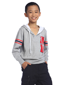 男童麻灰色帽衫N09FN4U06