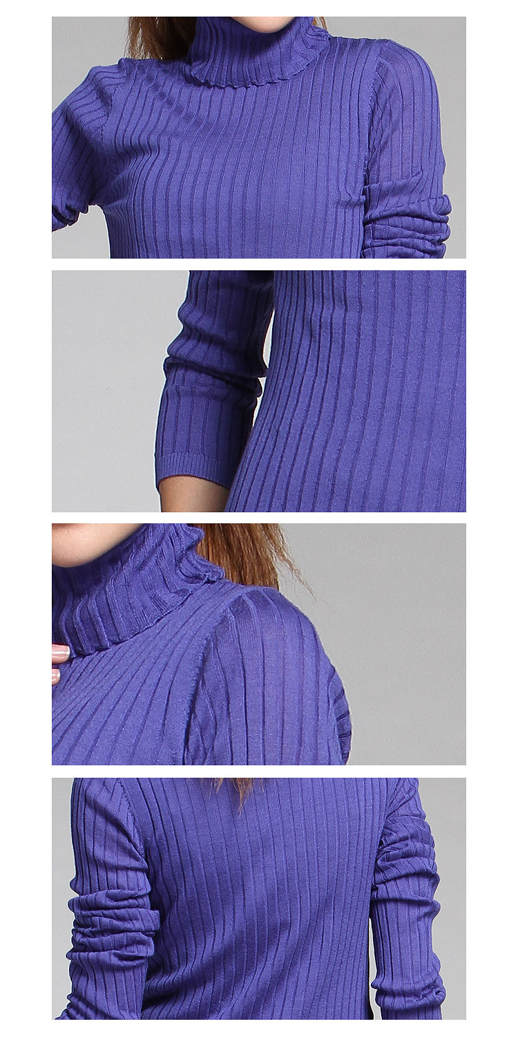 ELLE<em>女款蓝色高领</em>简约休闲长袖<em>毛衣</em>0D13K2