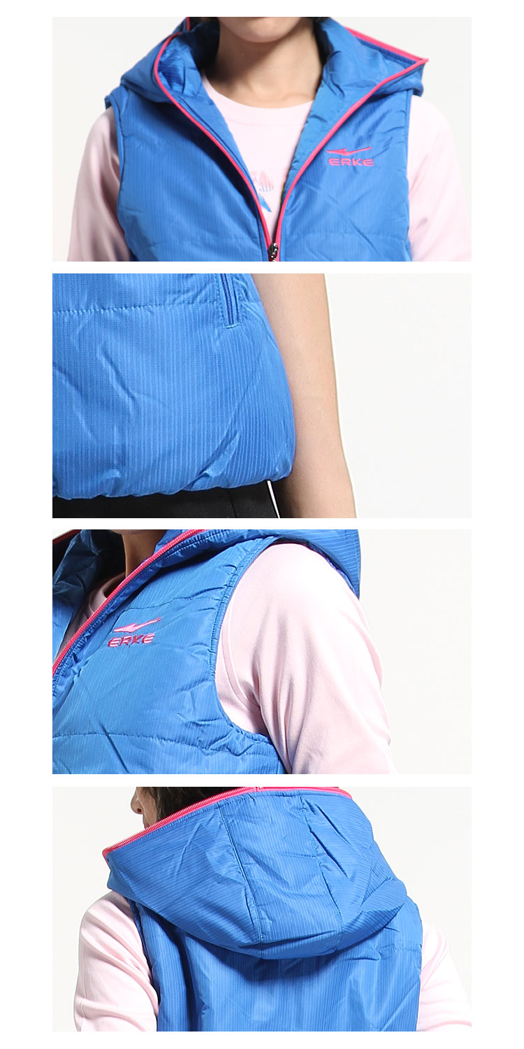 <em>鸿星尔克</em>ERKE<em>女款</em>彩蓝色NO.1文化系列棉<em>马甲</em>