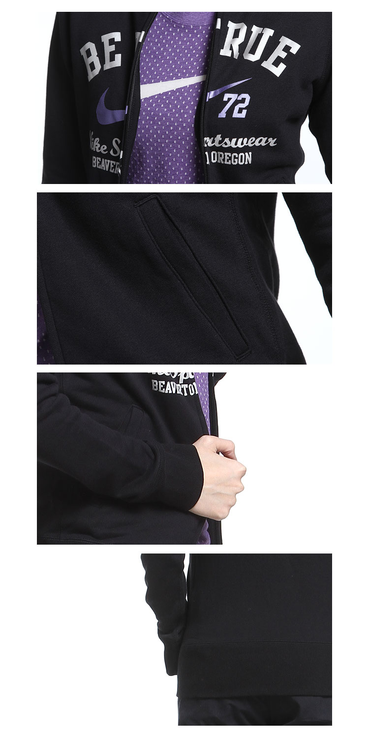 <em>耐克NIKE</em>女款黑色个性<em>休闲</em>长袖<em>外套</em>351250-0