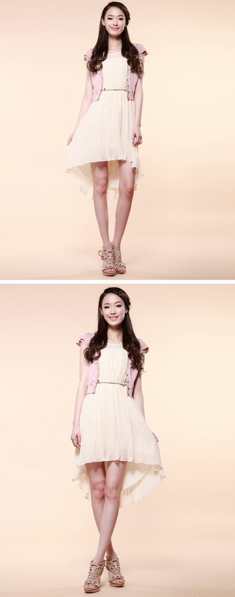 伊芙丽eifini淑女荷叶袖<em>女针织短开衫</em>1233756裸