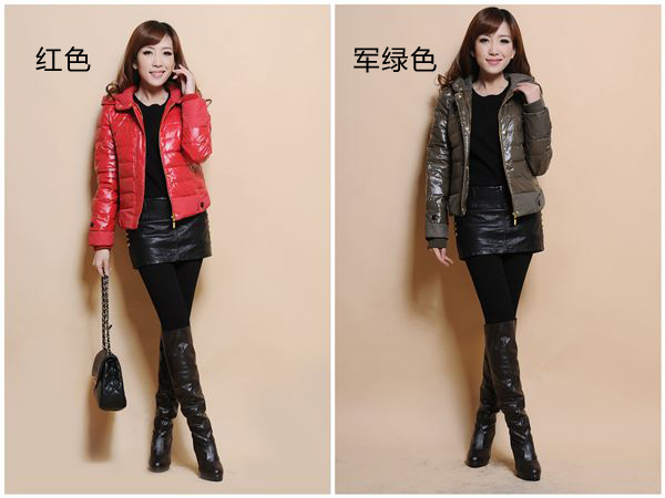 艾瑞克·林Eric lam-<em>女款</em>短款<em>羽绒服</em>(<em>红色</em>/军绿