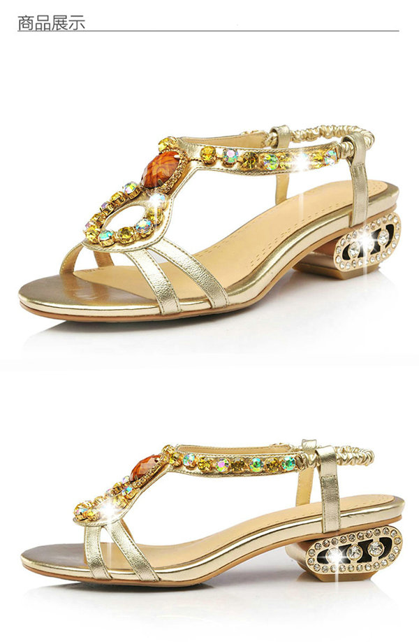 瑞.思皮尔<em>Rspier</em>粗跟羊皮女凉鞋<em>女鞋</em>中跟罗马