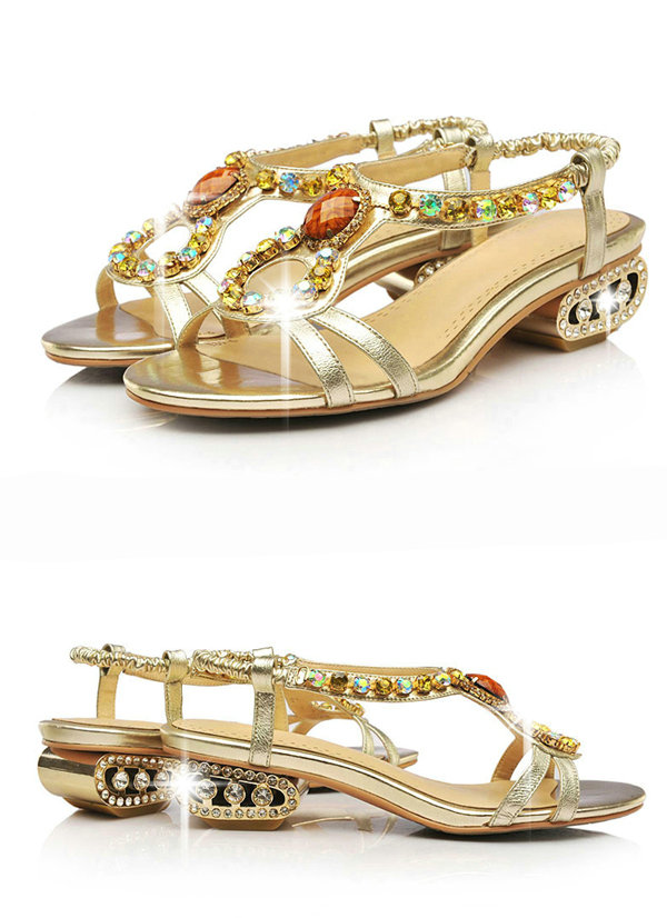 瑞.思皮尔<em>Rspier</em>粗跟羊皮女凉鞋<em>女鞋</em>中跟罗马