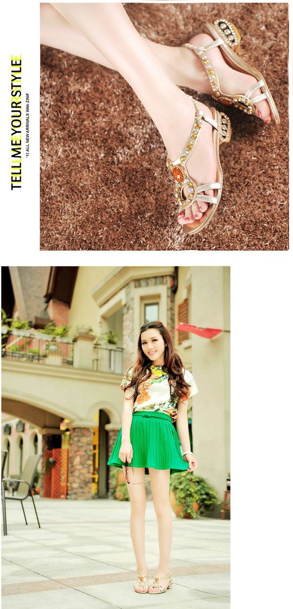 瑞.思皮尔<em>Rspier</em>粗跟羊皮女凉鞋<em>女鞋</em>中跟罗马