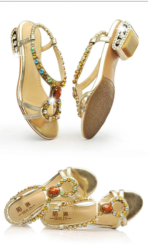 瑞.思皮尔<em>Rspier</em>粗跟羊皮女凉鞋<em>女鞋</em>中跟罗马