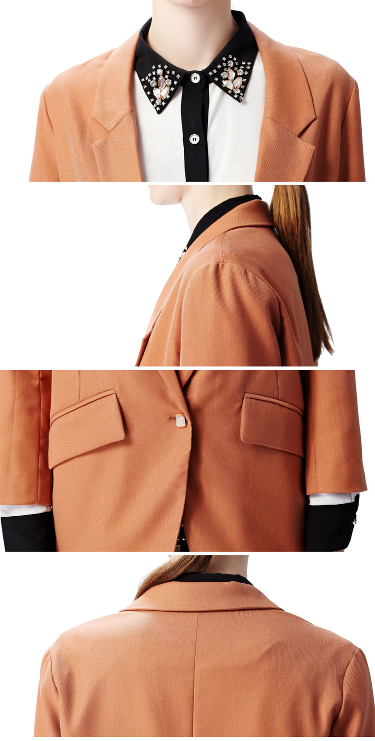 雅法橙中长款小西装