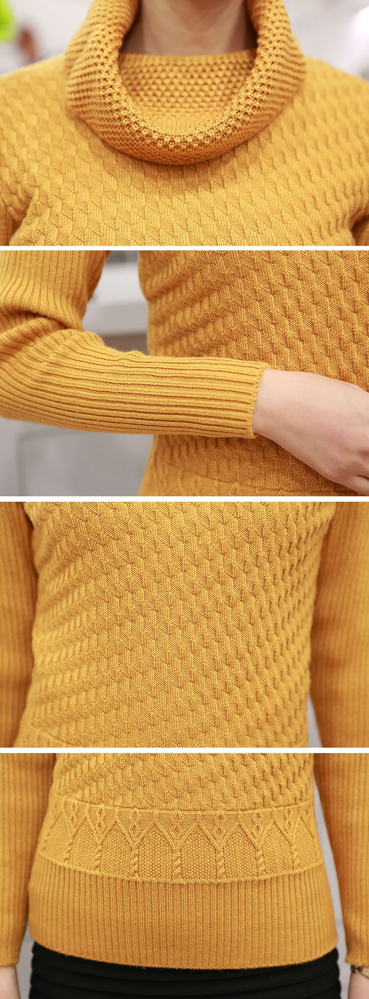 姜黄色纯羊毛套头衫