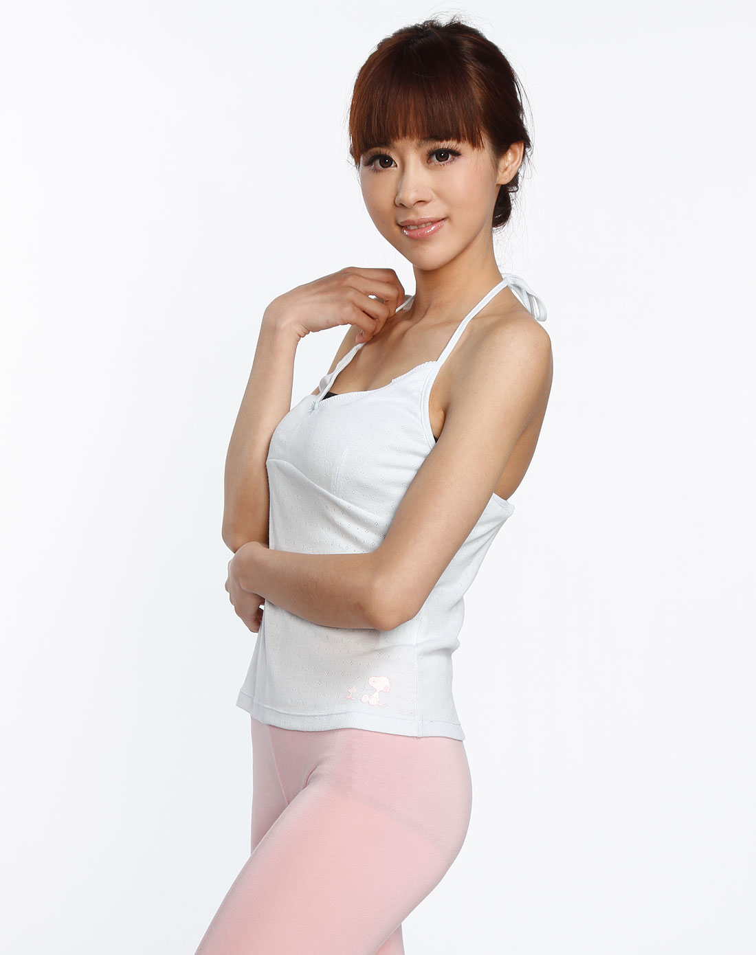 史努比内衣粉蓝色v领挂脖小背心