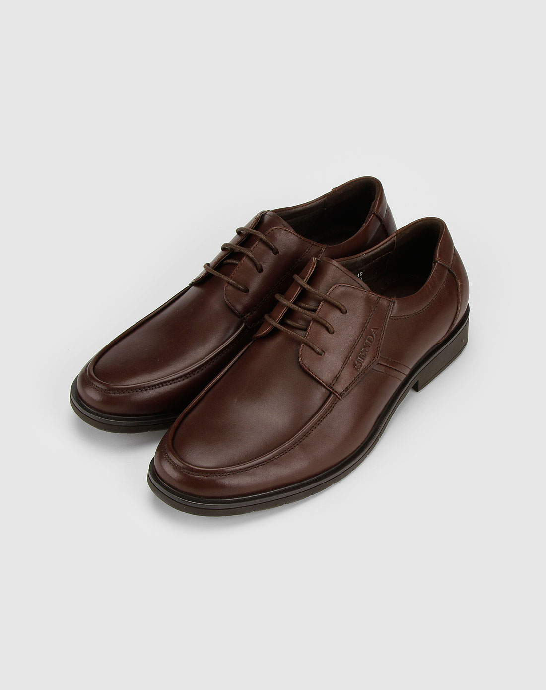 森达senda男款棕色小牛皮鞋