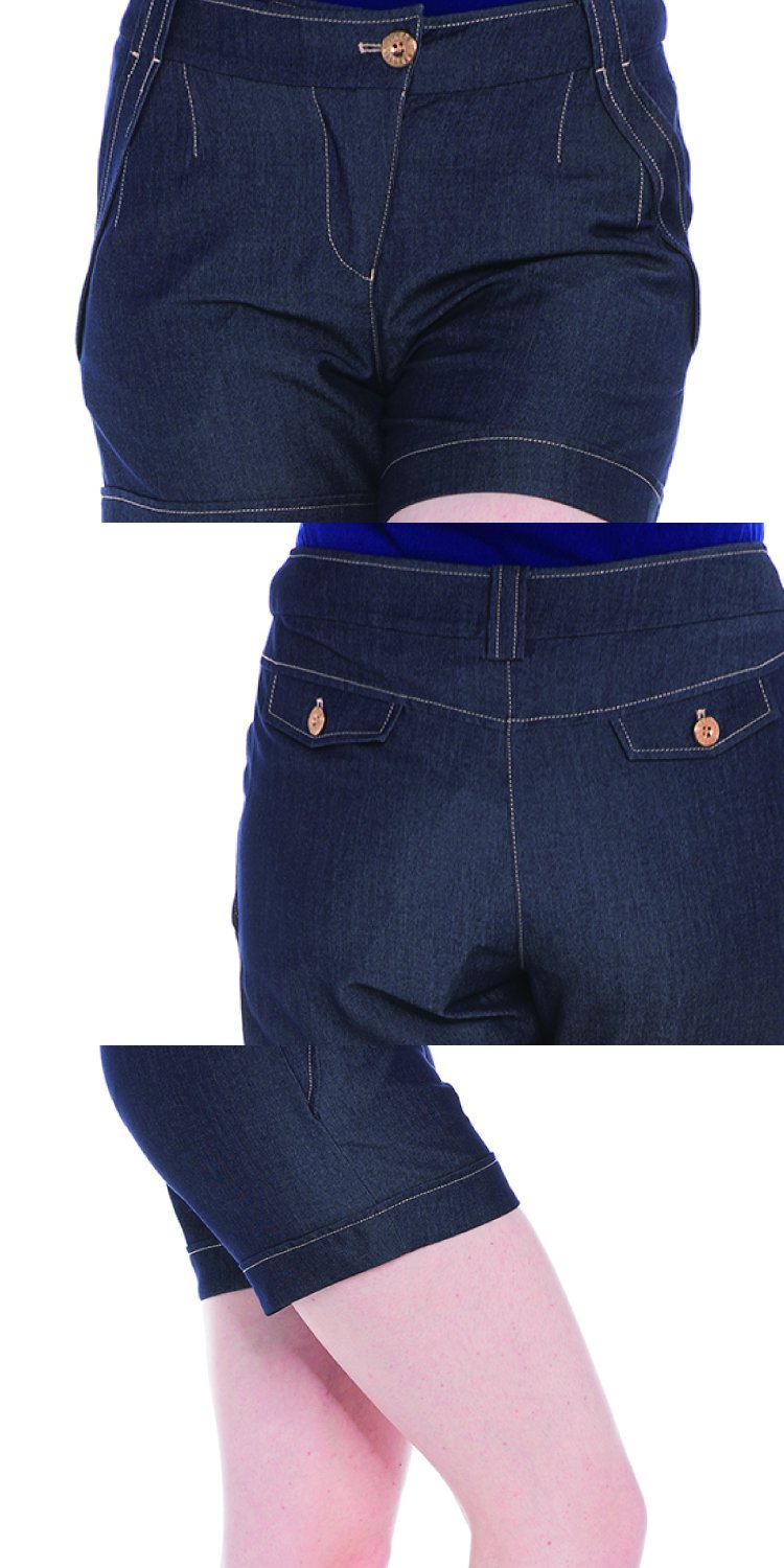 时尚深藏青色翻边短裤