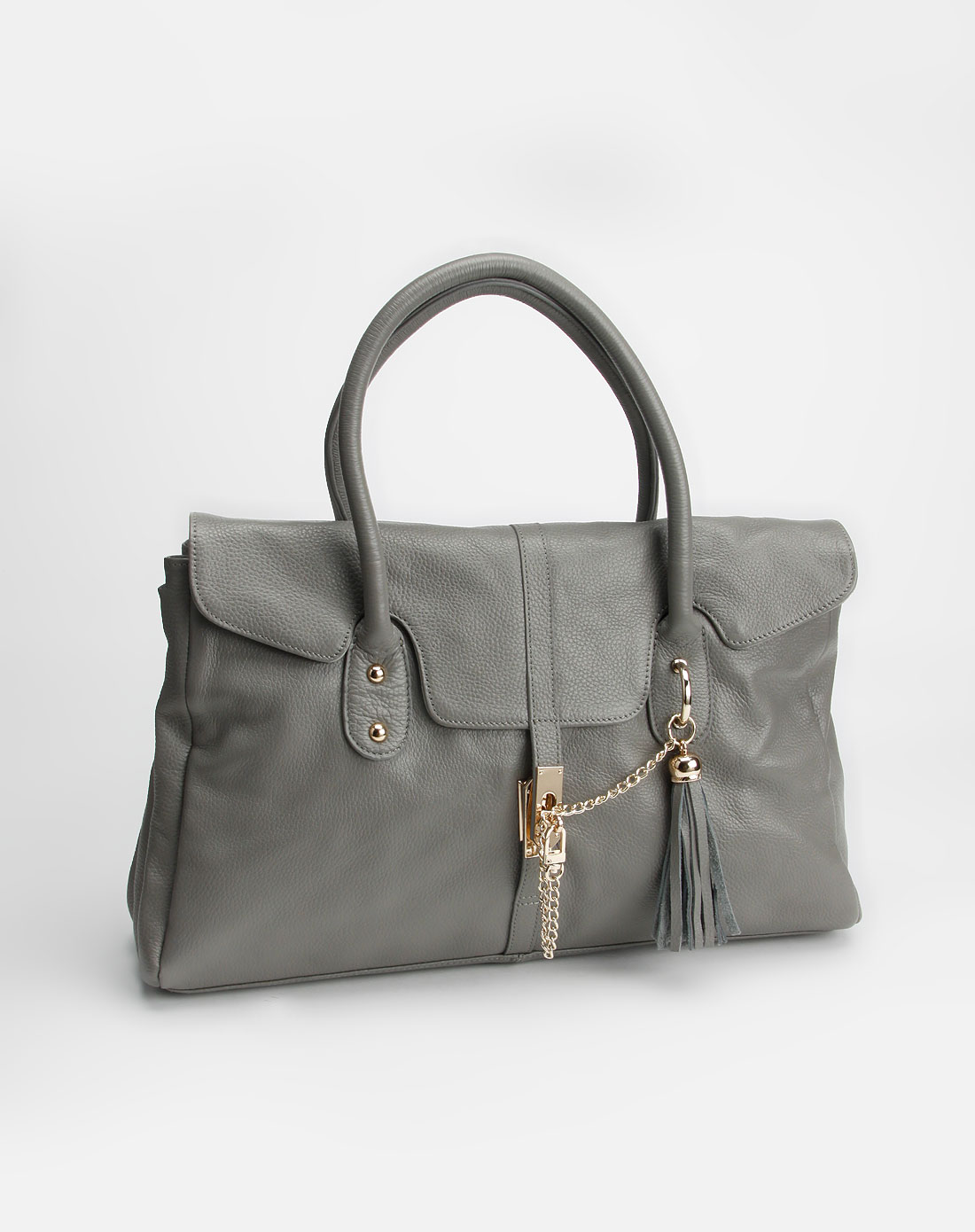 sasa皮具灰色压纹手提包