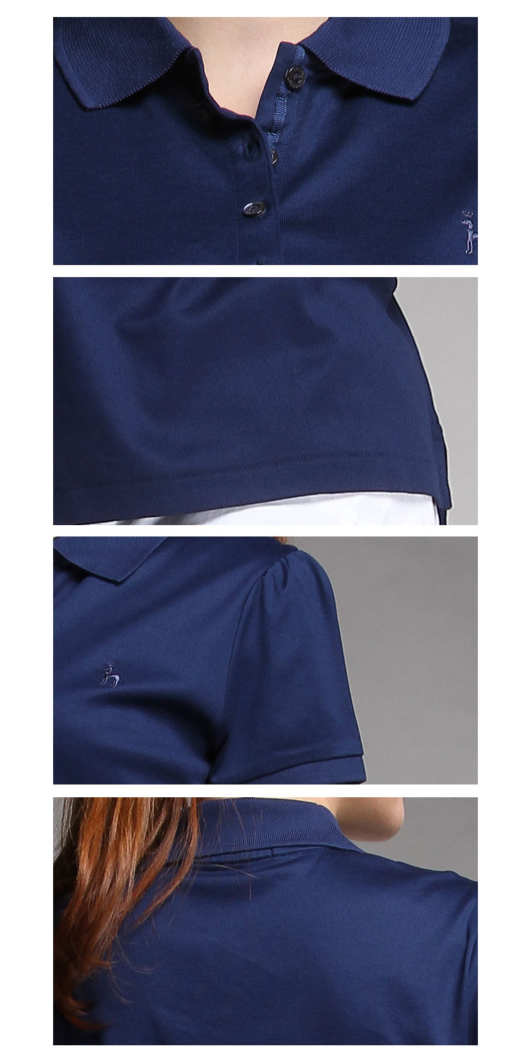 深蓝色休闲简约反领短袖t恤