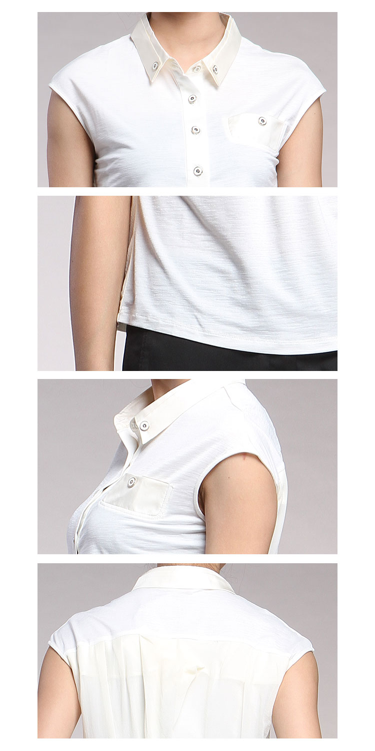 白色时尚盖肩袖上衣