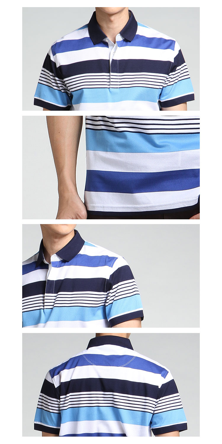 汤尼俊士&汤尼威尔男装tonywear 蓝白色条纹短袖polo衫111120845035