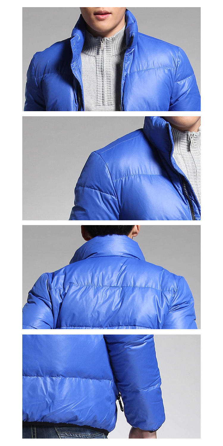 暗蓝色经典款长袖羽绒服