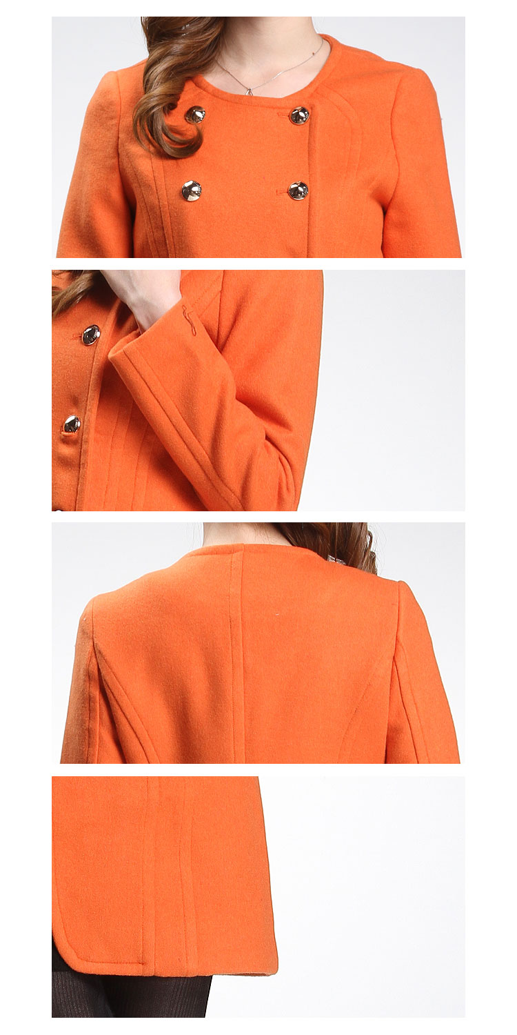 米可芭娜mikibana橙色排扣长袖长款毛呢大衣d24to1992y24_唯品会
