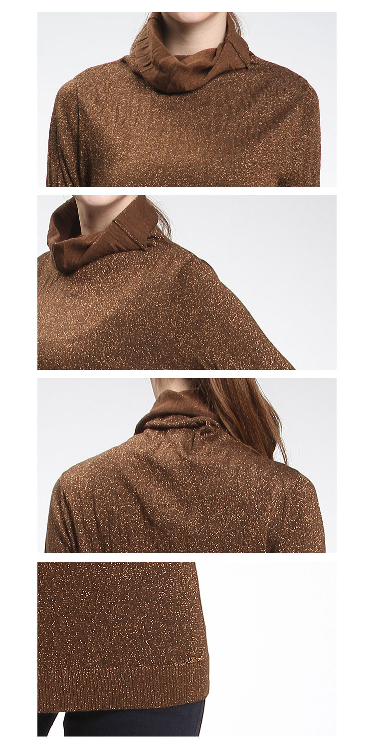 米可芭娜mikibana褐咖色舒适修身长袖针织衫m14tp1668c65_唯品会