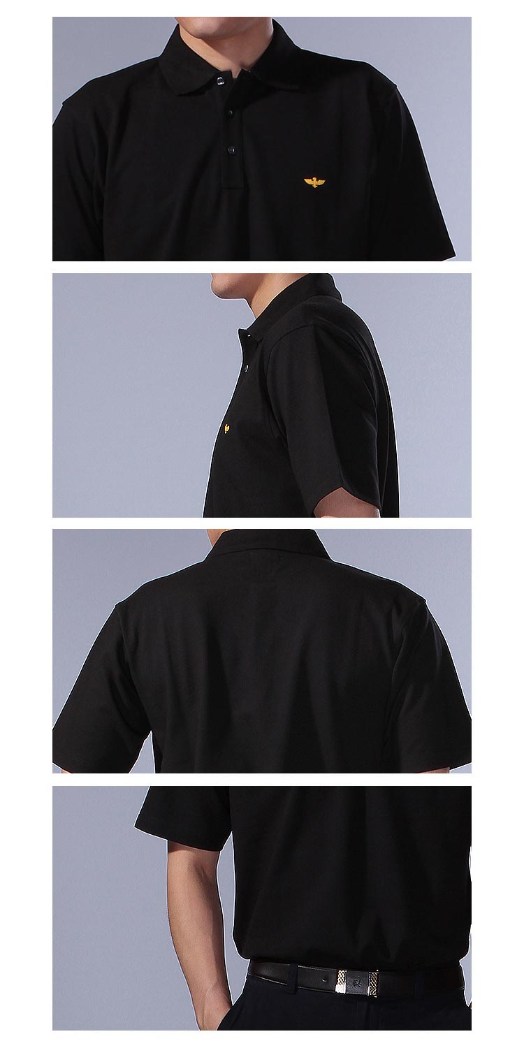 应大yingdak男装专场 > 黑色翻领简约短袖t恤  商品详情detail 品牌