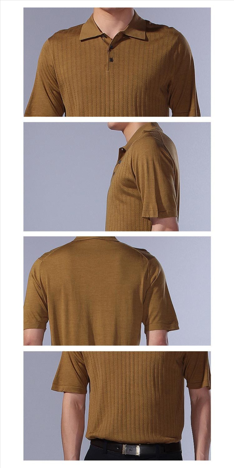 应大yingdak男装专场 > 咸菜绿色翻领简约短袖t恤