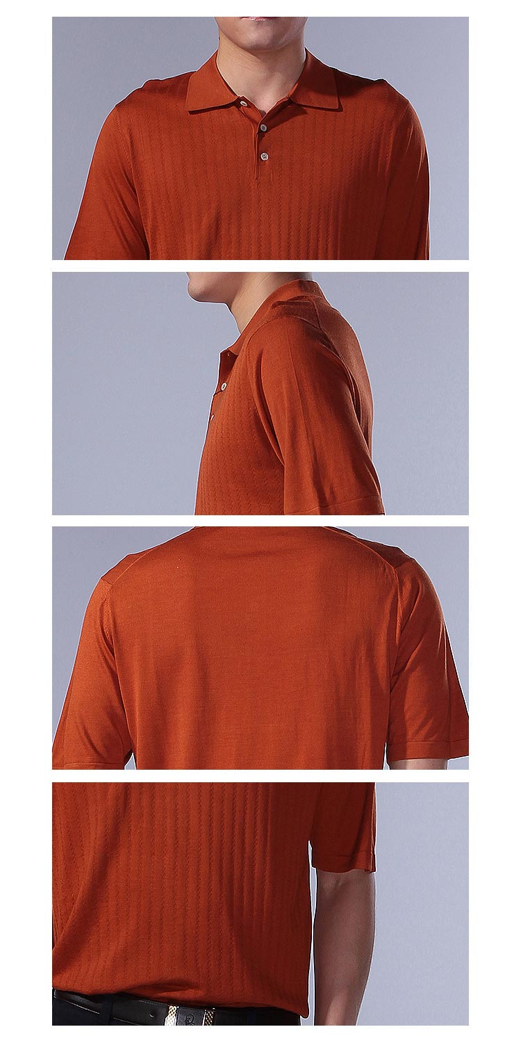 应大yingdak男装专场 > 橙黄色翻领休闲短袖t恤  商品详情detail 商品