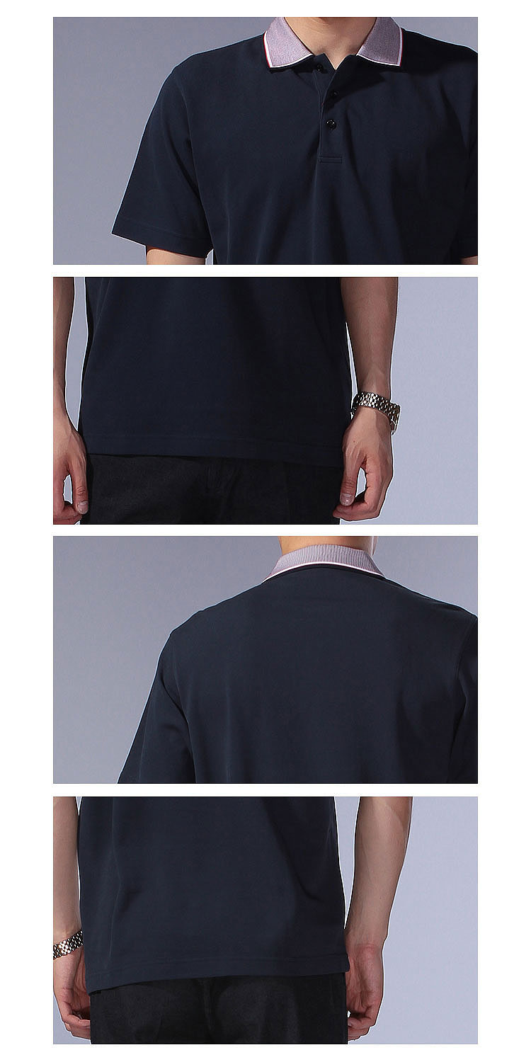 应大yingdak男装专场 > 藏蓝色翻领简约短袖t恤